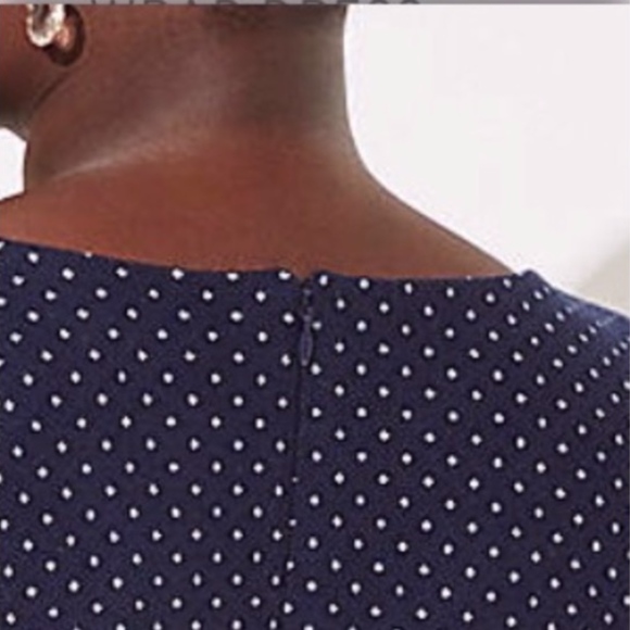 LOFT PLUS NAVY JACQUARD KNIT WRAP DRESS Navy Blue - Picture 2 of 4